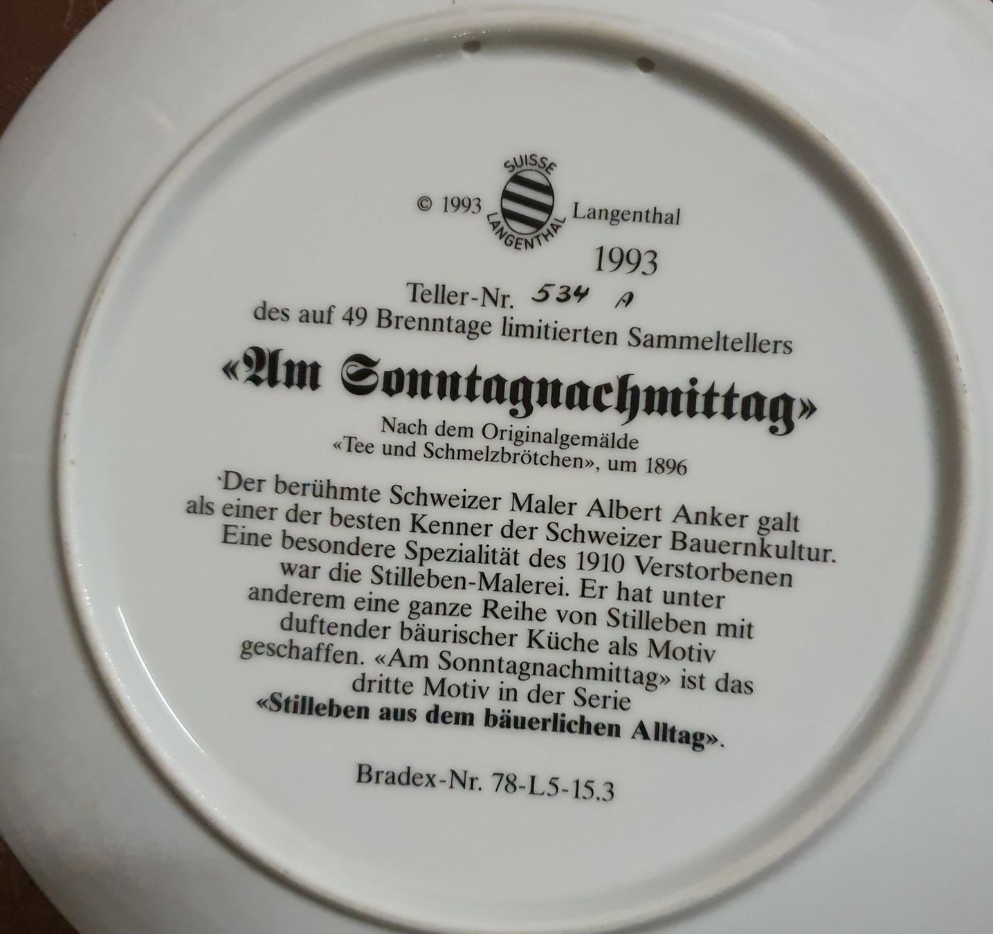 Assiettes: ALBERT ANKER SERIE  STIELEBEN TELLER NR.3 – D'occasion à Schönenwerd par Sneki55 1