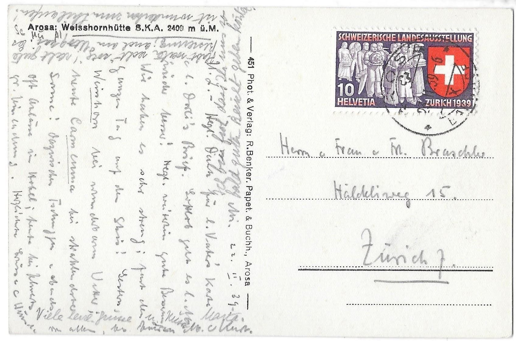 Cartoline postali: Arosa Weisshornhütte S.K.A. – Usato da Olten venduto da clotaldi 1