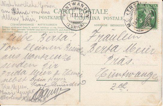 Cartoline postali: Montreux, 1912 – Usato da Zuerich venduto da OceanLinerPostcards 1