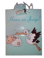 Geschenktüte Verpackung Geburt Tüte junge blau Storch