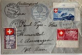 Landi 1939, Ballonflug, Bäretswil, Aarwangen BE, Ballonpost