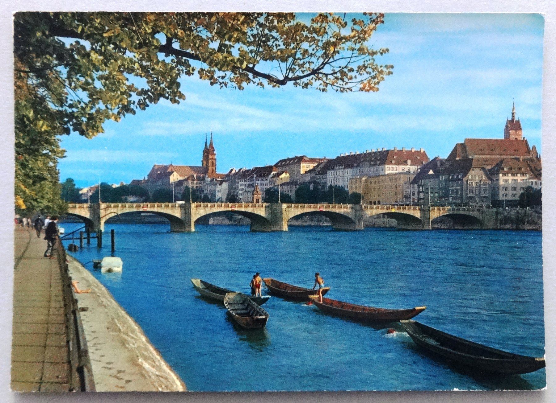 Ansichtskarten: Basel, Mittlere Rheinbrücke – Gebraucht aus Fétigny von Billy2miny