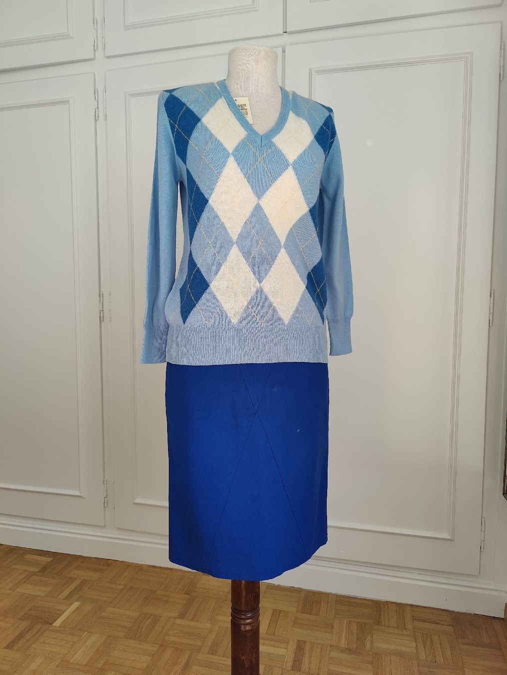 Maglioni & Felpe: Vintage Blue Argyle Lambswool Sweater – Nuovo (secondo la descrizione) da La Tour-de-Peilz venduto da dAutrefois 2