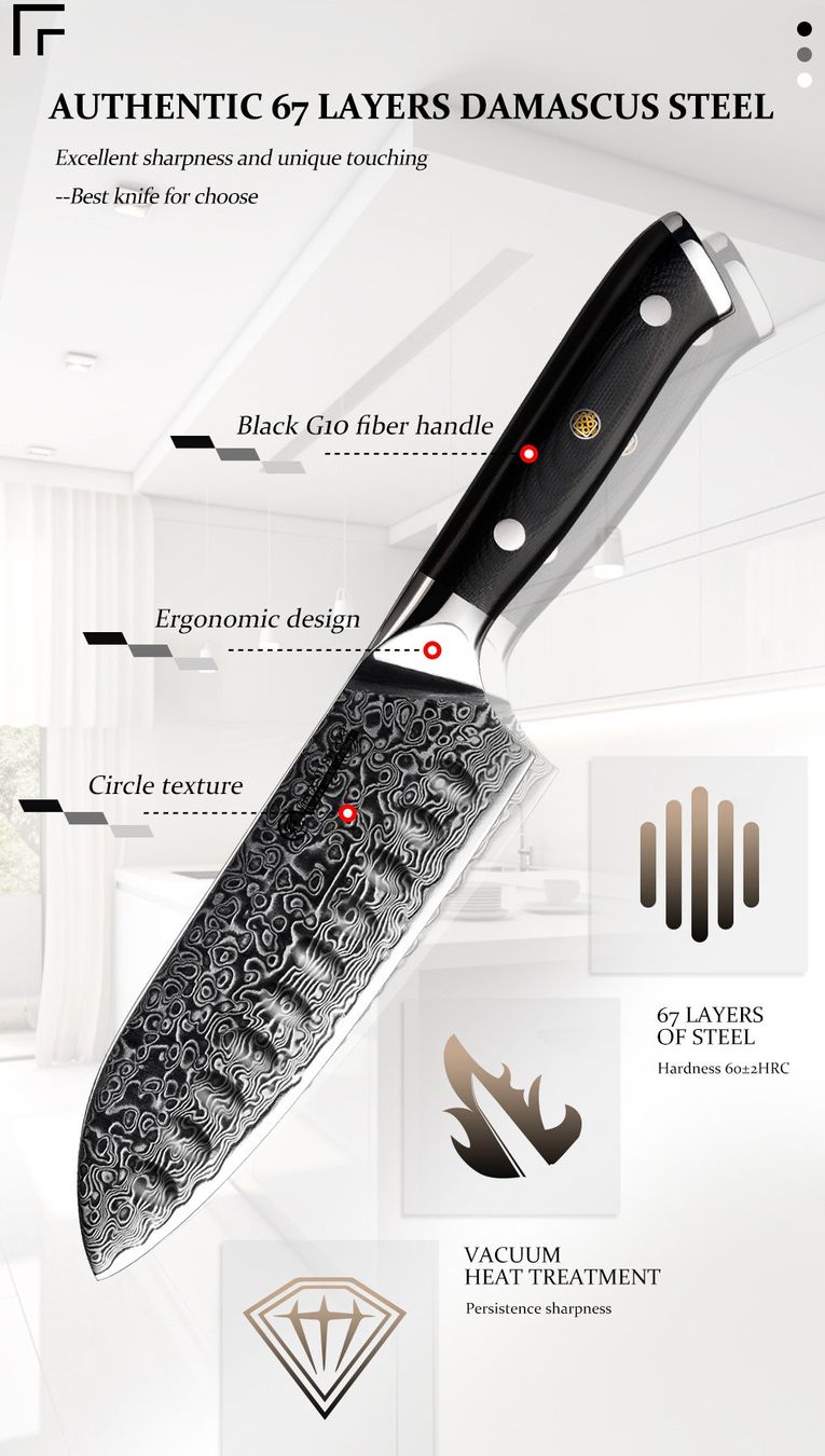Coltelli da cucina: Japanisches Damaskus Küchenmesser Neu ! – Nuovo e nell'imballaggio originale da Suhr venduto da ChronixChronometer 7