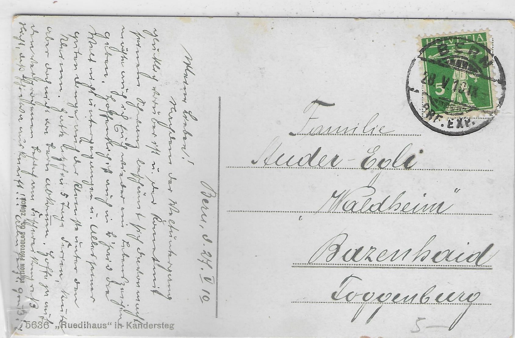 Cartoline postali: Ruedihaus in Kandersteg - Litho – Usato da Ettingen venduto da Kartenplanet 1