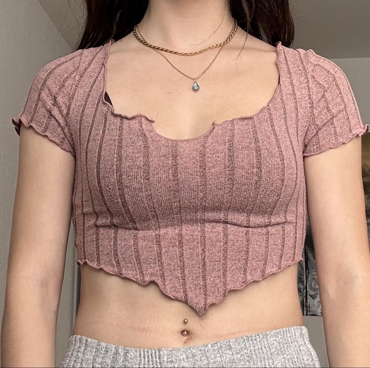 Top: Crop Top gerippt rosa weich – Usato da Landquart venduto da Happyhippo42