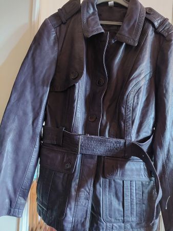 Veste cuir femme couleur aubergine taille L 40-42