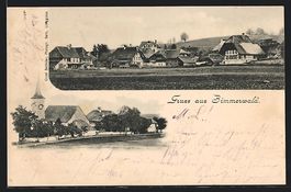 Zimmerwald, Ortspartie mit Kirche, Ortsp