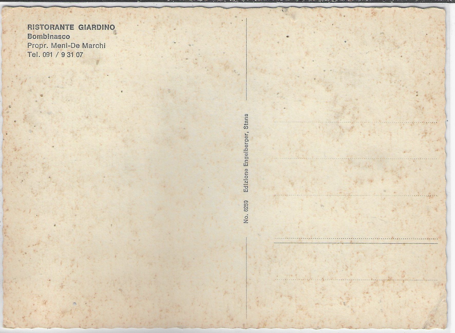 Cartoline postali: Ristorante Giardino - Bombinasco – Usato da Ettingen venduto da Kartenplanet 1