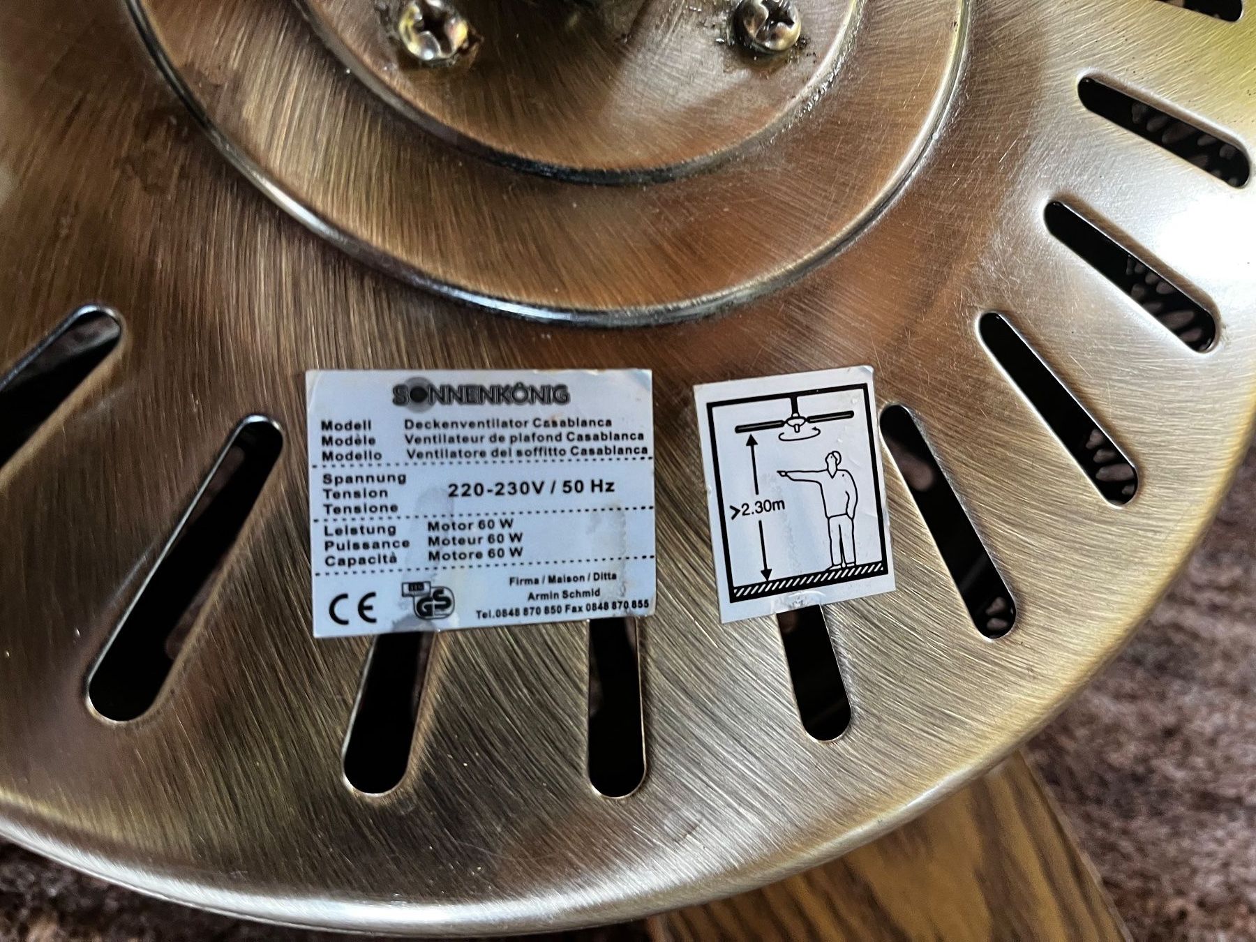 Ventilatoren: Retro Colonial Deckenventilator Messing Rattan 130cm – Gebraucht aus Colombier NE von andpsykz3 3