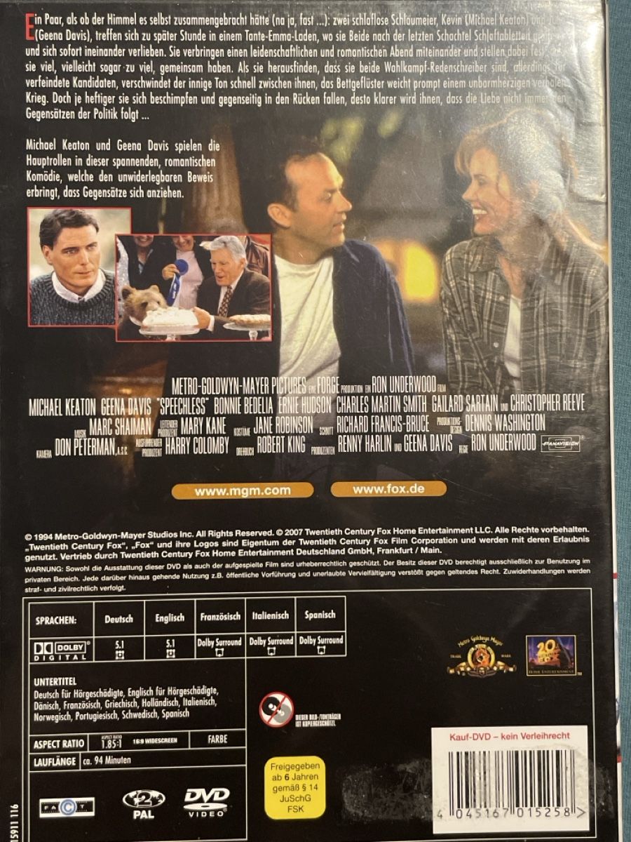 Tutti i DVDs: Sprachlos (1994) – Usato da Waldenburg venduto da Mimily33 1
