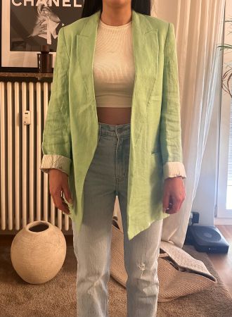 Zara Leinenblazer Pistaziengrün – Gr. S