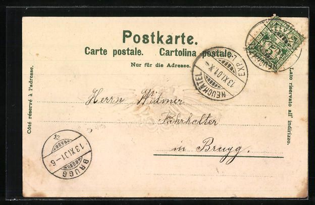 Cartoline postali: Passepartout-AK Neuchatel, Monument de l – Usato da Berlin venduto da bartko-reher 1