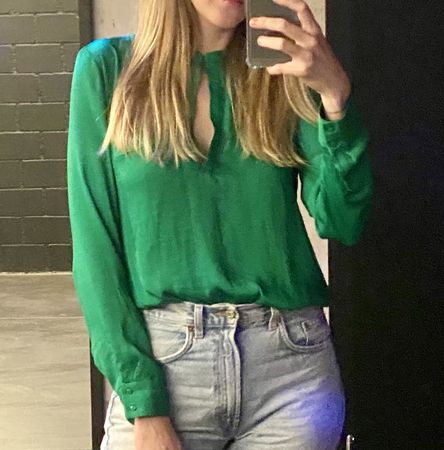 Zara Emerald Satin Blouse , size M