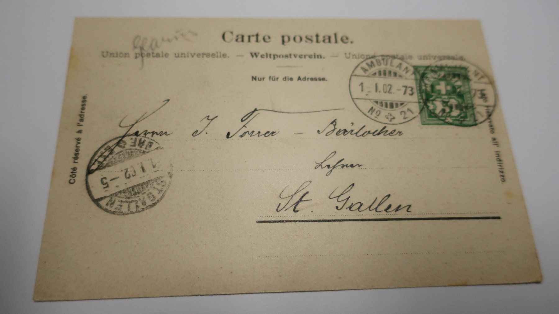 Cartoline postali: Linthal vom Bad Stachelberg aus  1902 – Usato da Cormoret venduto da Pascalll2001 2