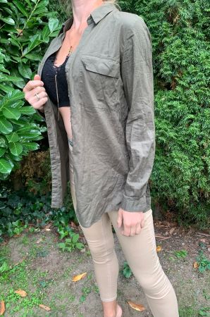 Calliope Camicia di cotone verde oliva -tgM/L-chic👌autunno