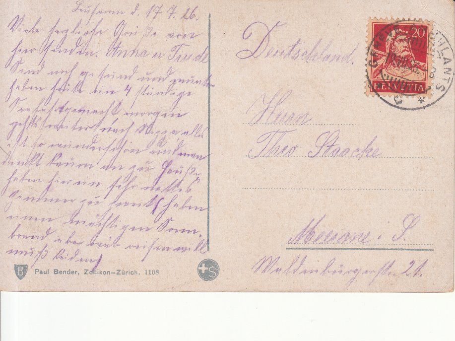 Cartoline postali: Vevey 1926 – Usato da Bürglen TG venduto da StampGraf 1