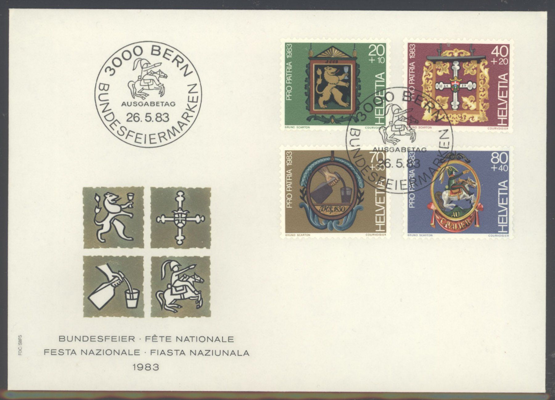 Tutti i francobolli: 1983, Pro Patria, FDC – Usato da Willisau venduto da Vollstempel