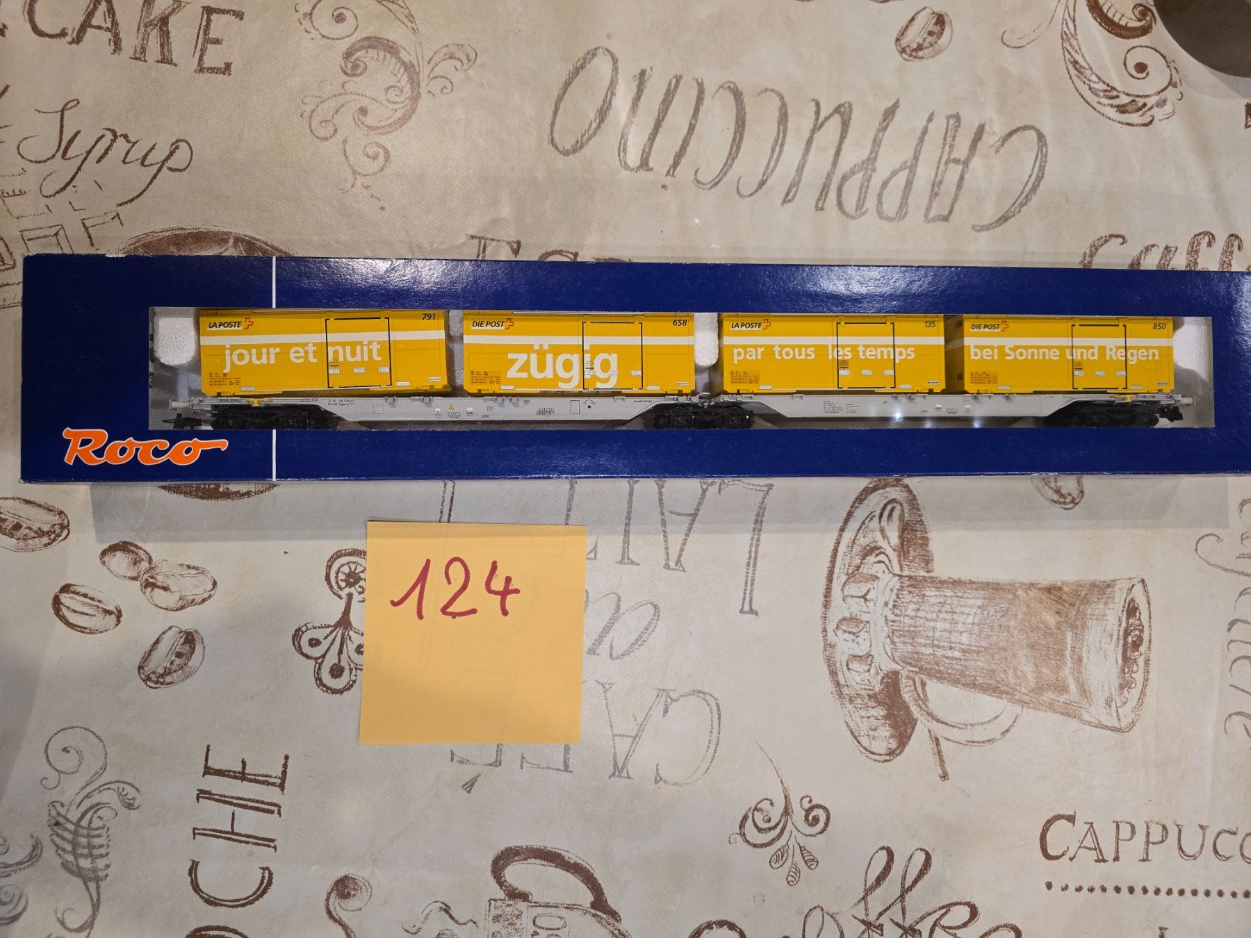 Roco Modellini di ferrovie: ROCO 66564 Container Doppeltragwagen, AAE, Schweizer Post, O – Nuovo (secondo la descrizione) da Mauren TG venduto da Defrancesco