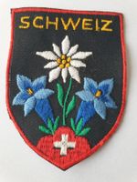 Vintage Badge Wappen SCHWEIZ Bergblumen ST. GALLER STICKEREI