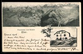AK Niesen-Kulm, Panorama vom Niesen, Hotel Niesen-Kulm
