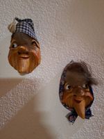 2 Holzmasken Hexen, Wanddeko, Handarbeit