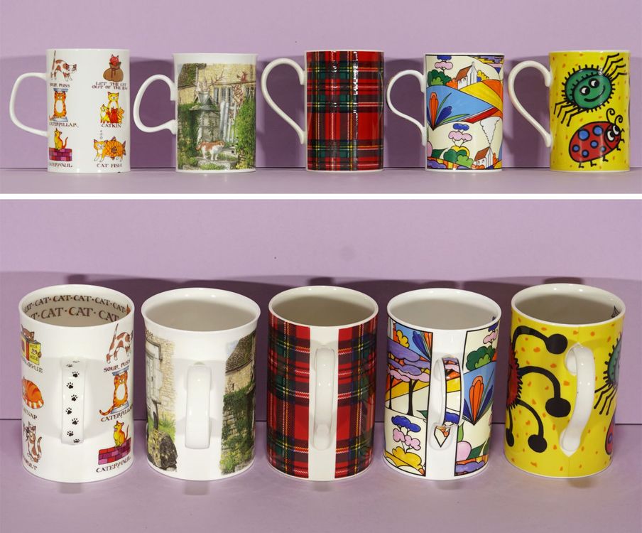 5 originelle Mugs Porzellan Tassen aus England (4 x Dunoon) (Gebraucht ...