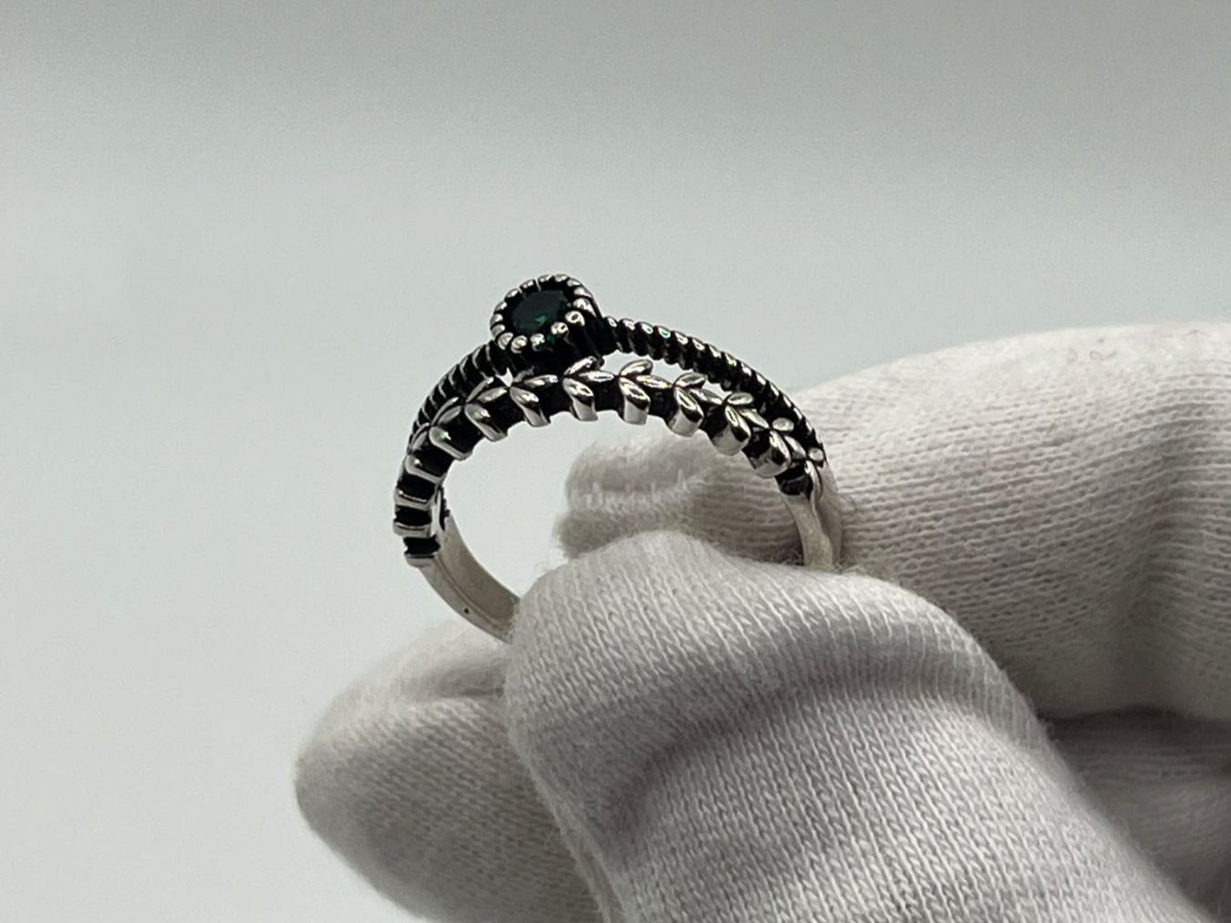 Ringe: Bague double rang pierre verte ajustable Argent 925 – Gebraucht aus Praz (Vully) von VVSWISS