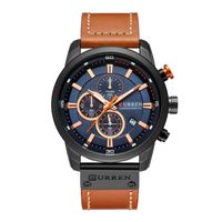 ⌚ Herrenuhr Chronograph Leder Braun Dunkelblau 47mm NEU