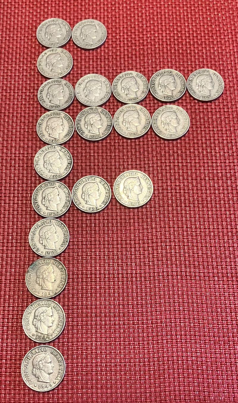 Tutti le monete: 10 centimes lot 1914 à 1949 – Usato da Nyon venduto da G.B.1260