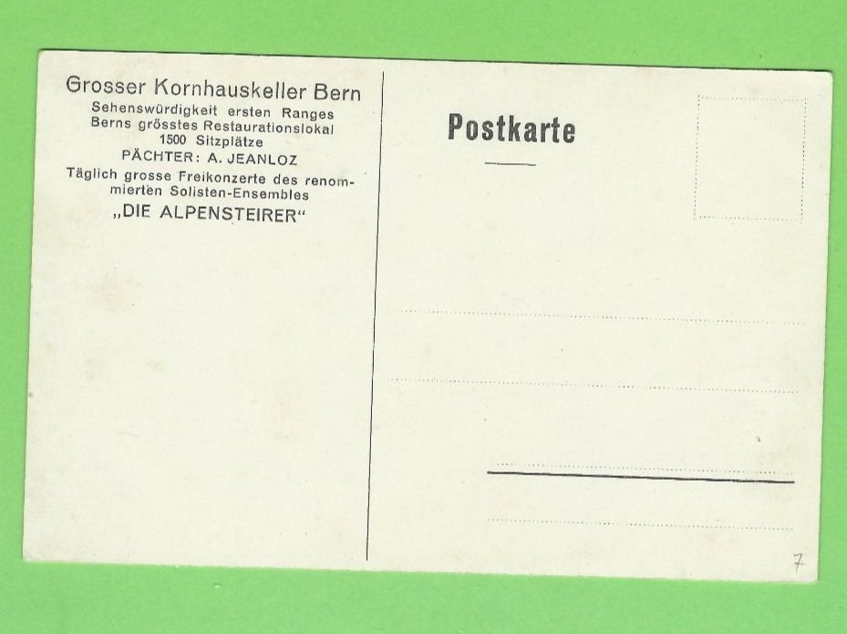 Cartoline postali: Grosser Kornhauskeller Bern, Die Alpensteirer – Nuovo (secondo la descrizione) da Zürich venduto da t24_de 1
