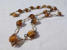 Vintage Glasperlenkette (Amber Glass), 60er Jahre, 75 cm