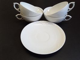 4x Tassen, 1x Unterteller Royal Copenhagen 1967/1968
