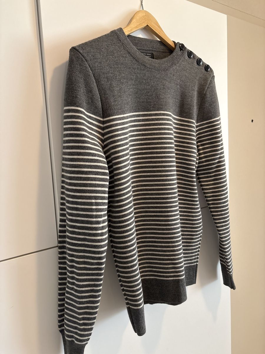 Zara Maglioni & Felpe: Pull rayé Zara gris et blanc, taille M – Nuovo (secondo la descrizione) da Pully venduto da kaba07 3