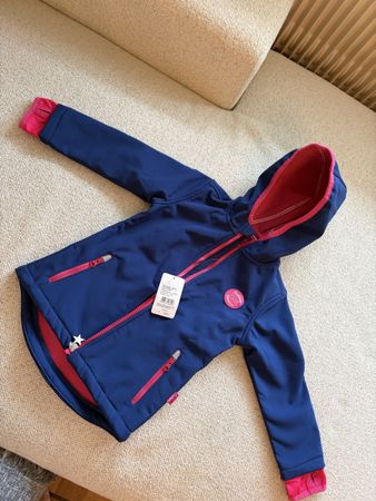 New Kanz Girls Blue Hooded Softshell Jacket,Size 104 (4years