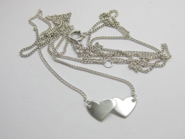 Ketten: Panzerkette Kette Collier Doppel-Herz Silber 835 + MP – Gebraucht aus Ermatingen von Decovin 3