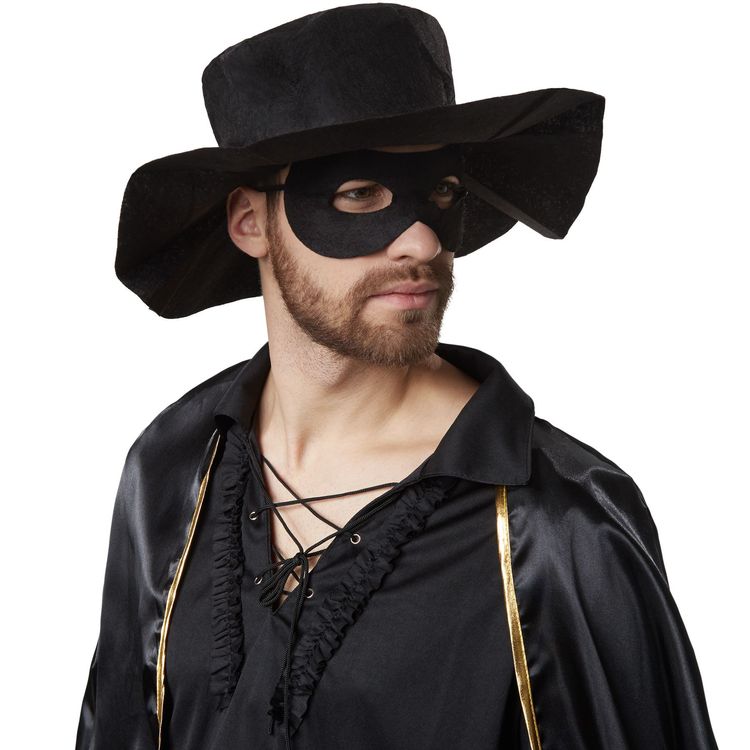 Dressforfun Herrenkostüm Zorro – Schwarz, Inkl. Cape, Maske, Hut, Hose & Oberteil, Größe S