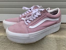 Superbes baskets roses VANS large semelle textile&cuir n.38