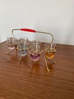 Schnapsgläser Set mit Halterung Vintage bunt Glas 6 Stk