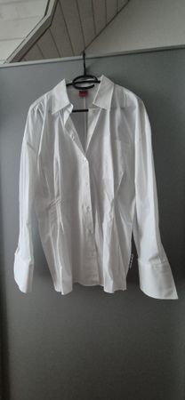 HUGO Damen Bluse, Gr. 40, Weiss, Top Zustand, Bürotauglich!