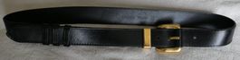 Ceinture BURBERRY cuir noir, boucles dorées