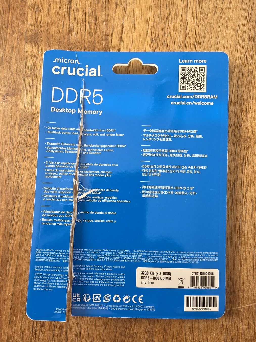 Crucial Memory / RAM: Micron crucial DDR5 Desktop Memory – Neu (gemäss Beschreibung) aus Winterthur von mojodesign 2