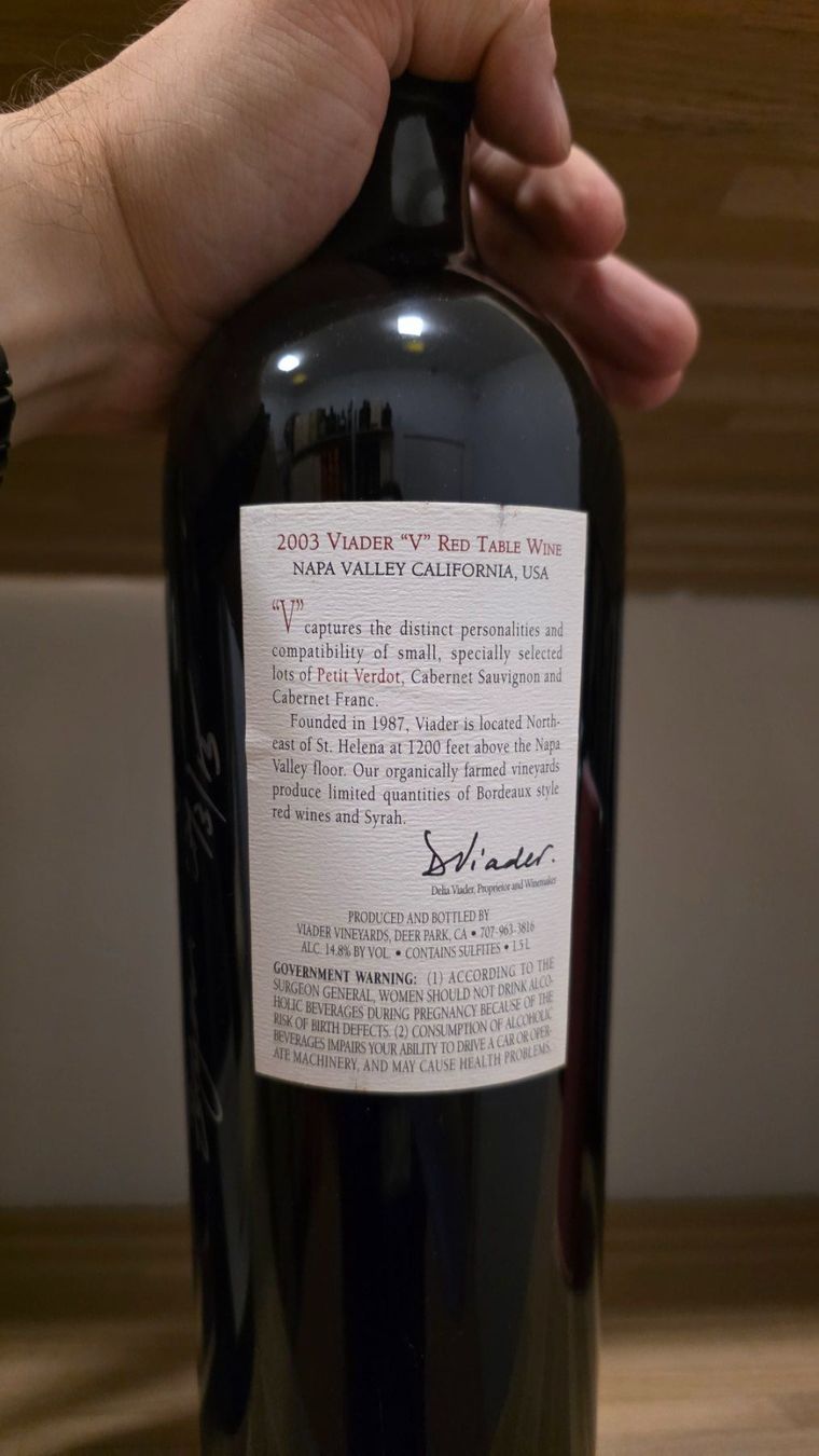 Wein: Viader V Red Table Wine 2003 Magnum 1.5L – Neu und originalverpackt aus Steinmaur von Mediascan