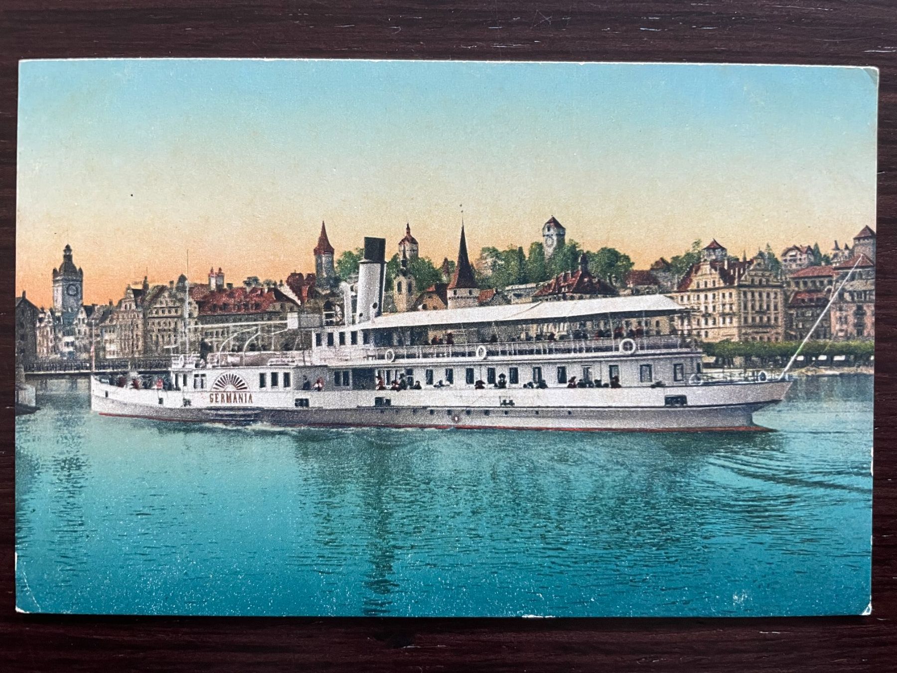 Ansichtskarten: LUZERN Einfahrt Dampfschiff GERMANIA, Vierwaldstättersee – Gebraucht aus Wald ZH von TLILEF