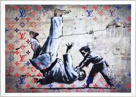 Death NYC Ltd Ed Pop Art Druck " Vuitton Banksy Fighting Boy
