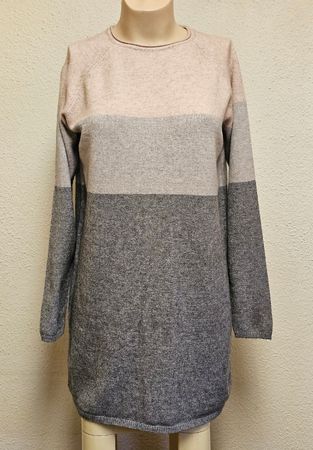 ONLY Damen Strickkleid Gr. M Rosa Grau Colorblock Langarm