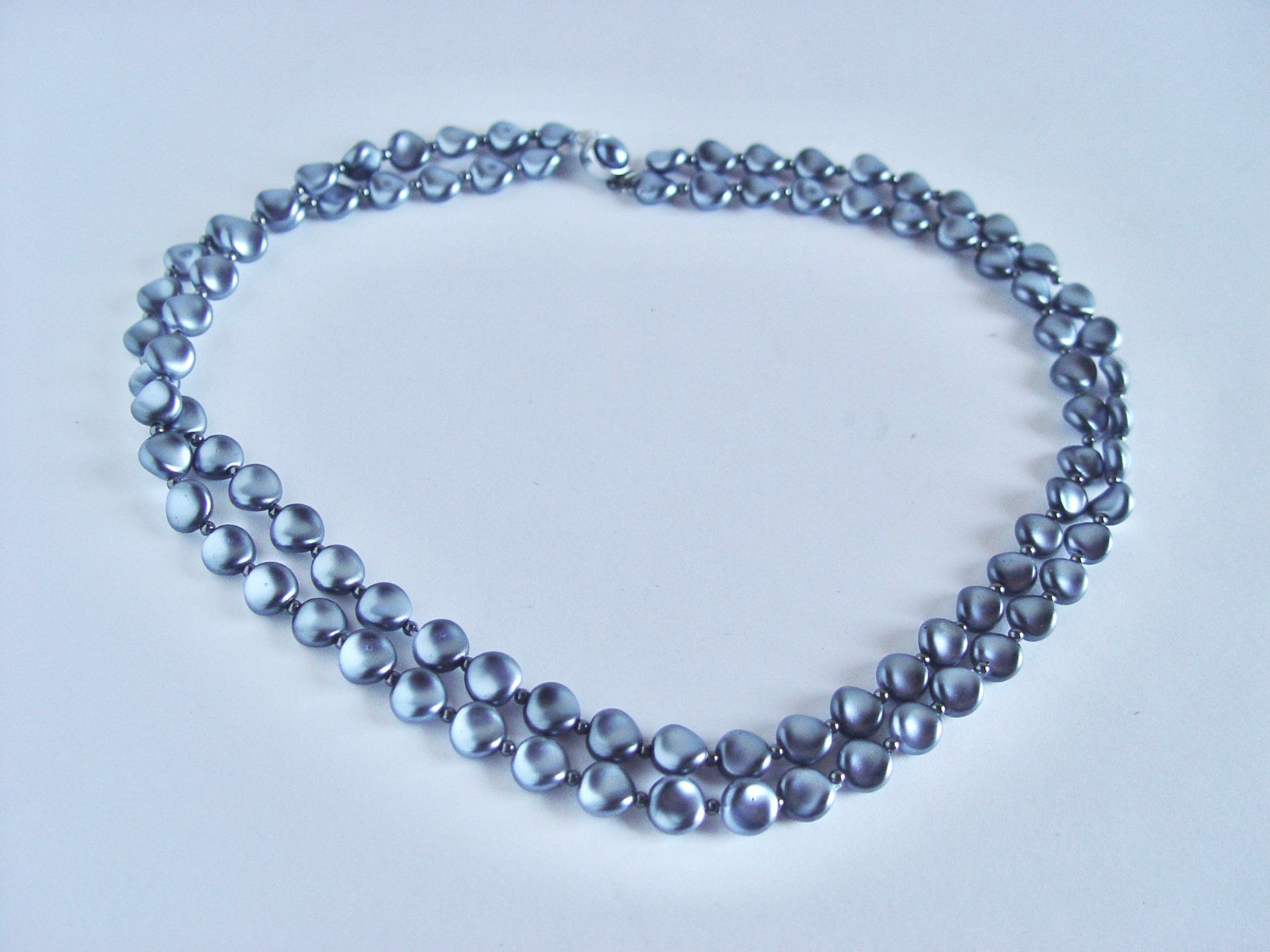 Catenine: Vintage grau-blaue Kette, 2 Reihen – Usato da Henggart venduto da gernli 1