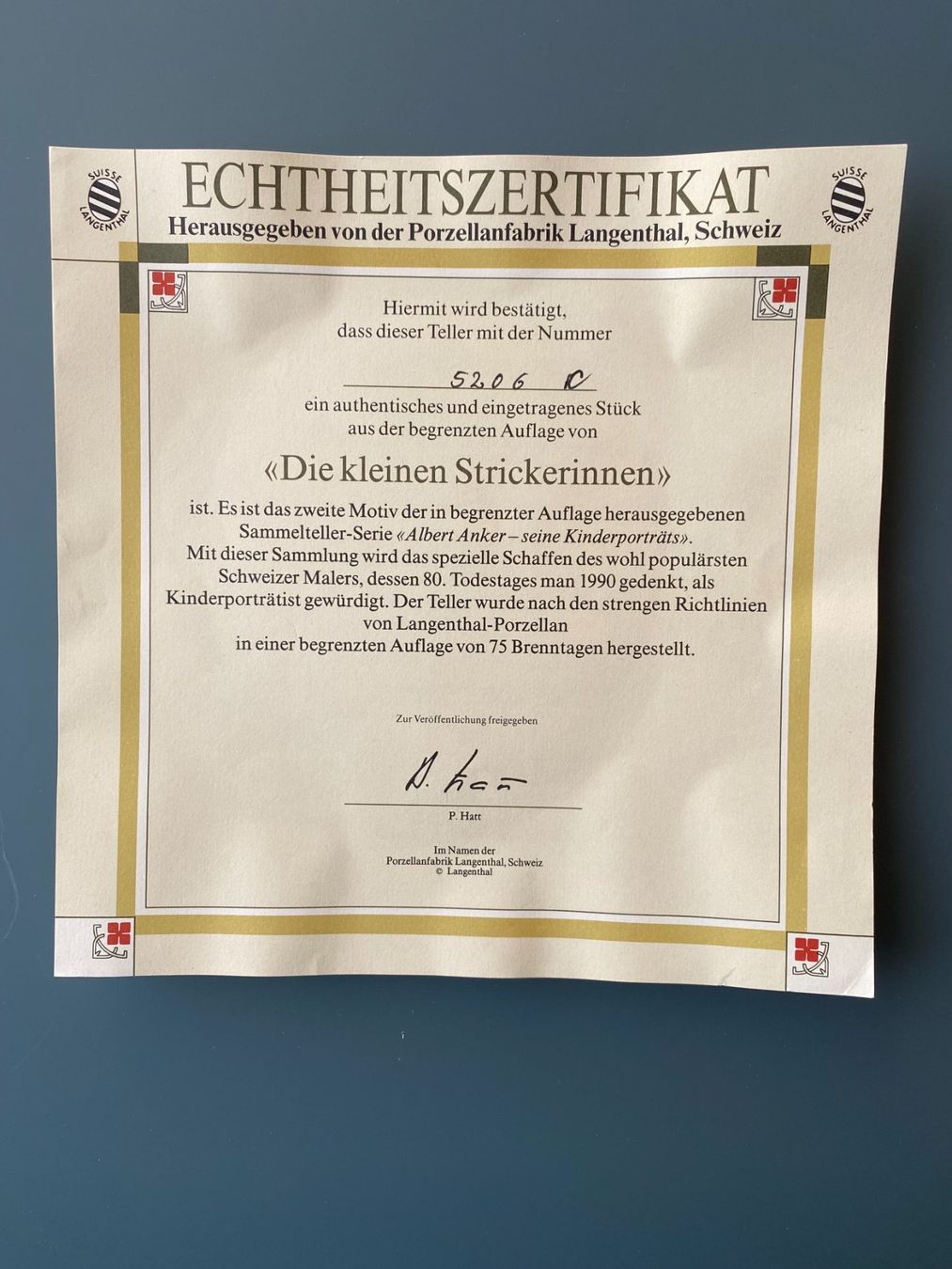Ancore: Alber Anker: Wandteller "Die kleinen Strickerinnen" 1990 – Usato da Zunzgen venduto da Sy-Ma 3