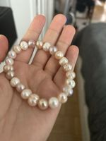Süßwasserperlen Armband rosa/peach – echte Perlen