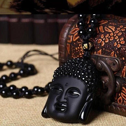 Ketten: Buddha Kopf mit Halskette aus Obsidian – Neu und originalverpackt aus Castiel von mcconsulting 2